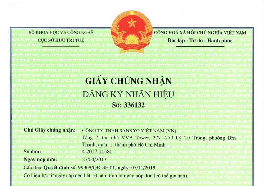 Hình ảnh minh họa cho giấy chứng nhận nhãn hiệu