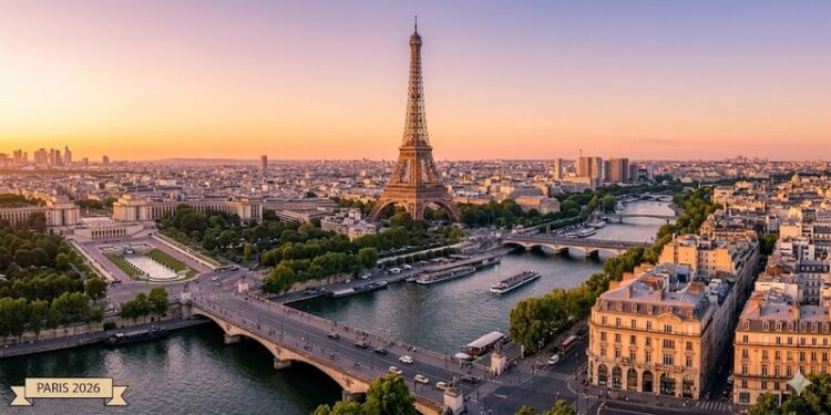 Toàn cảnh Tháp Eiffel và Dòng sông Seine